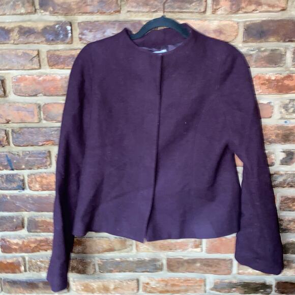 Philippe Adec 2 Plum Purple Wool Snap Button Down Jacket Women's Size US 12 - Picture 1 of 6